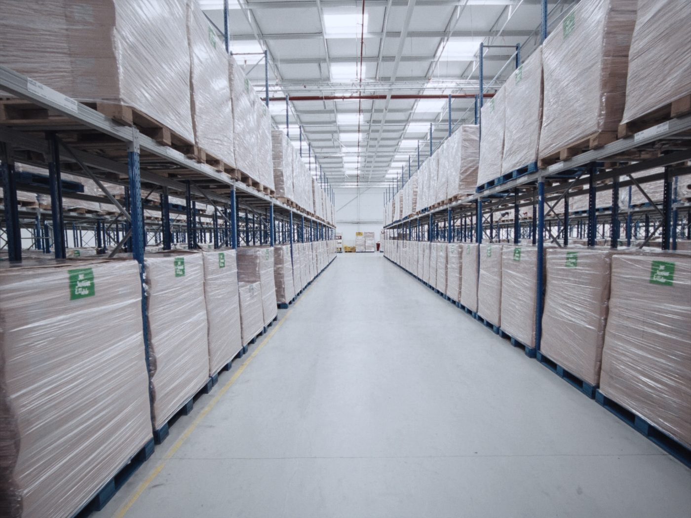 Pallet racking in a UK distribution warehouse